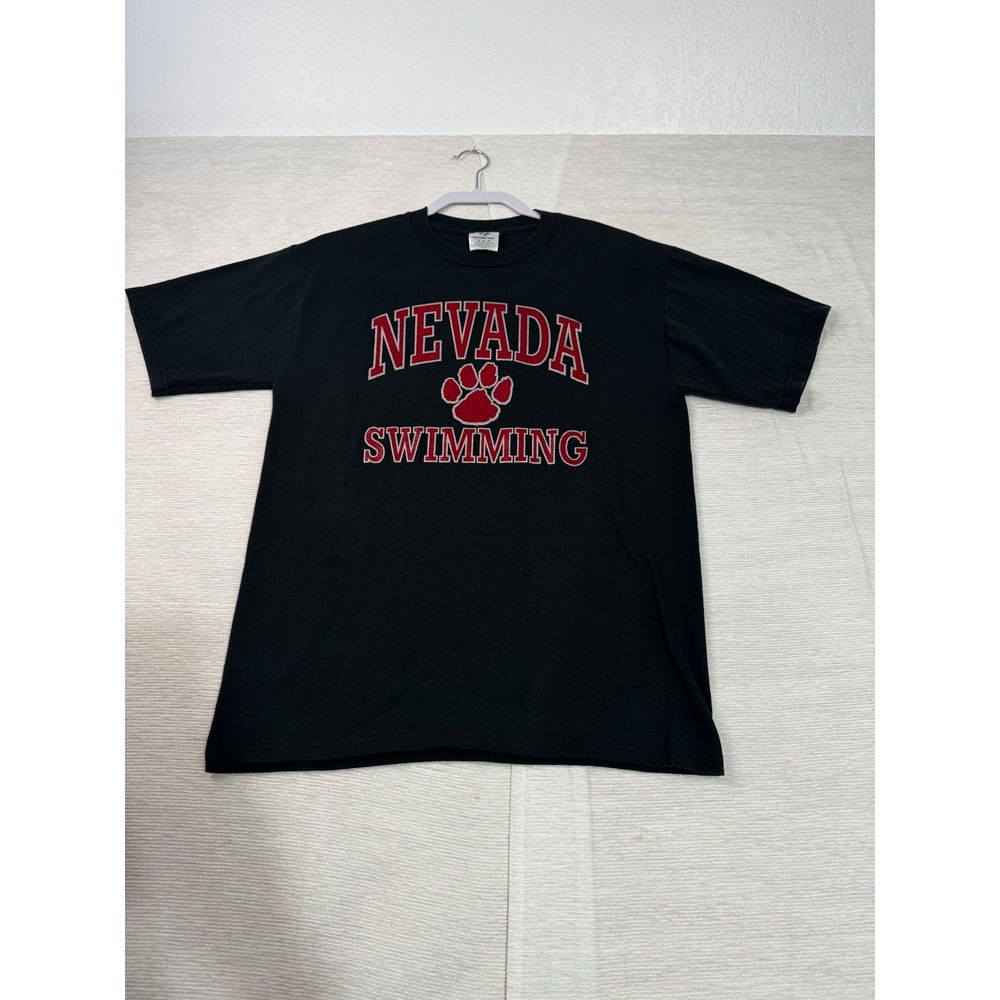 Zees Nevada Swimming T-Shirt Mens Medium Black Heavyweight Blend Paw Print Tee